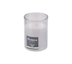 Sale * Bougie Ronde Led "Verrine" 10Cm Gris Clair