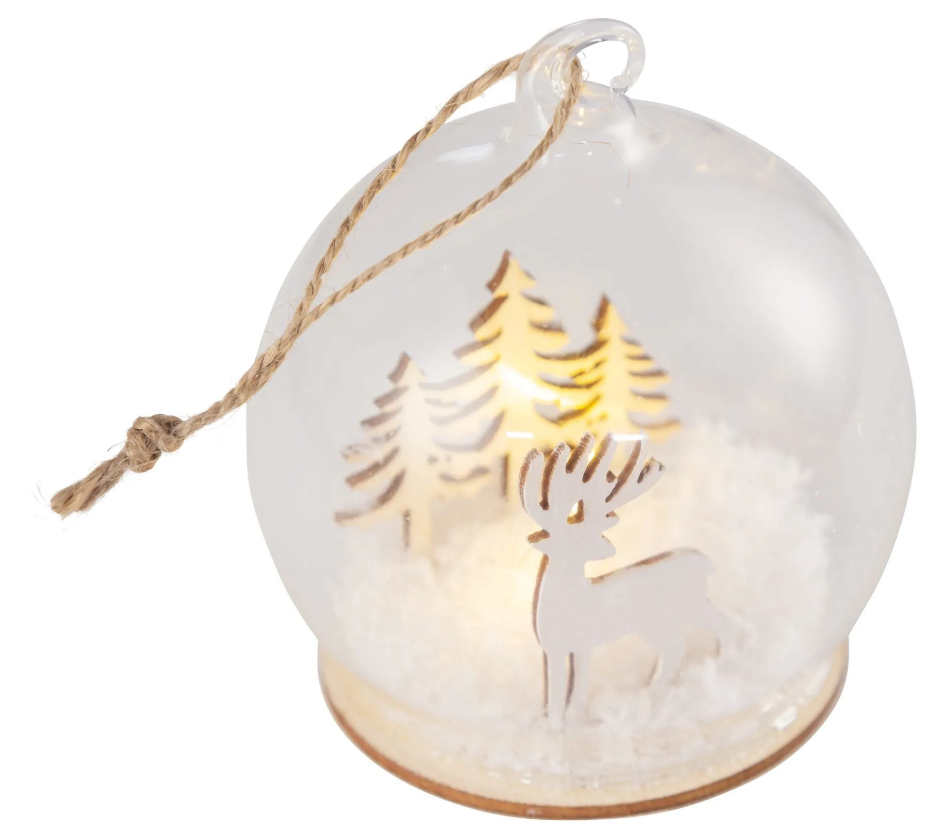 Store * Boule Cerf Led H. 9,5 Cm Verre