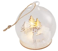 Store * Boule Cerf Led H. 9,5 Cm Verre