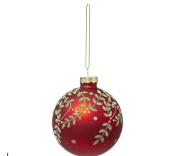 * Guirlande Et Boule De Sapin^Boule De Noël En Verre "Feuille" 10Cm Rouge