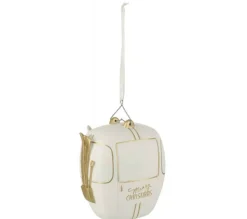 * Guirlande Et Boule De Sapin^Boule De Noël "Telepherique" 20Cm Blanc Et Or