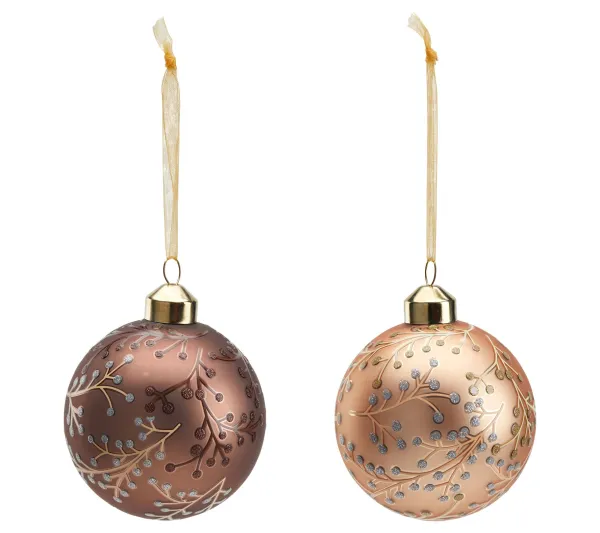 * Guirlande Et Boule De Sapin^Boule En Verre 8 Cm Marron