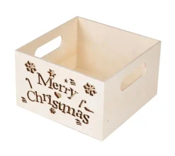 Outlet * Caisse A Customiser "Merry Christmas" 15Cm Naturel