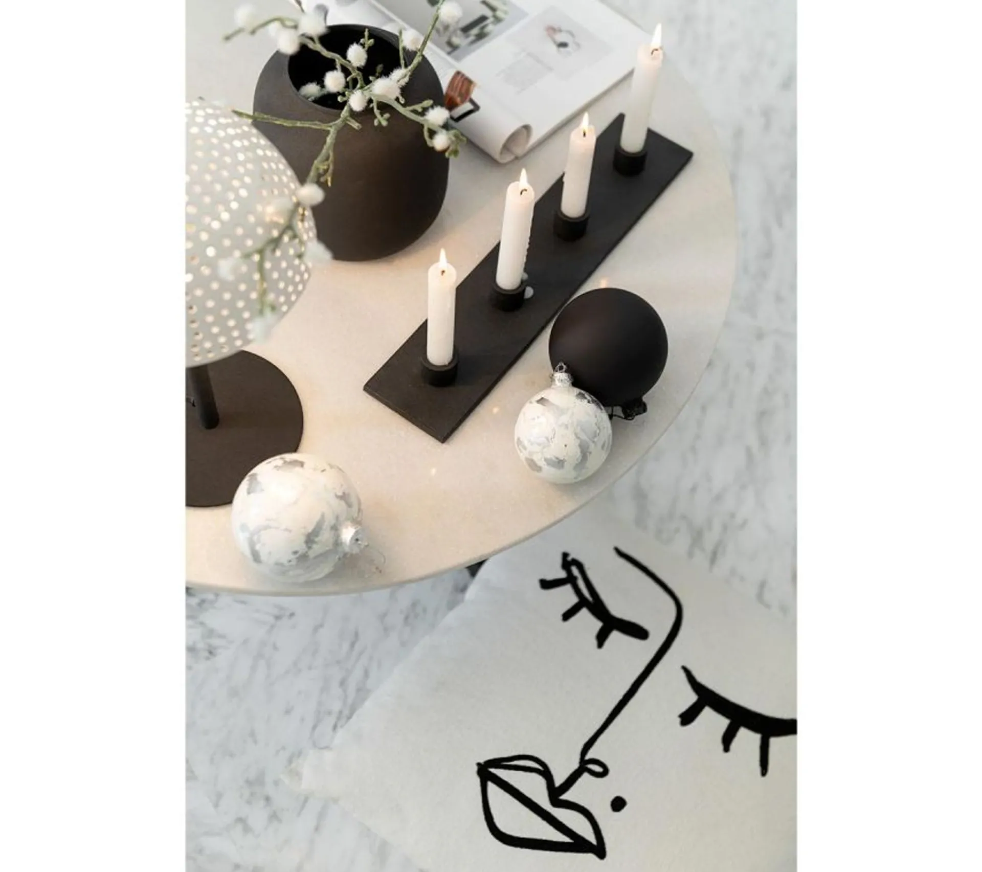New * Chandelier 4 Parties "Marbelous" 40Cm Noir Mat