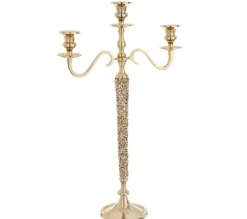 Best * Chandelier Design 3 Tetes En Metal "Bijou" 65Cm Or