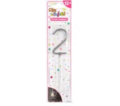 * Anniversaire Et Autres Fêtes^Cierge Magique "Chiffre 2" 15Cm Argent