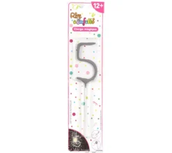 * Anniversaire Et Autres Fêtes^Cierge Magique "Chiffre 5" 15Cm Argent