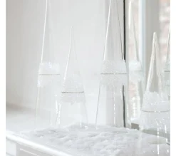 Clearance * Cone Glace En Verre "Diamant" 42Cm Transparent