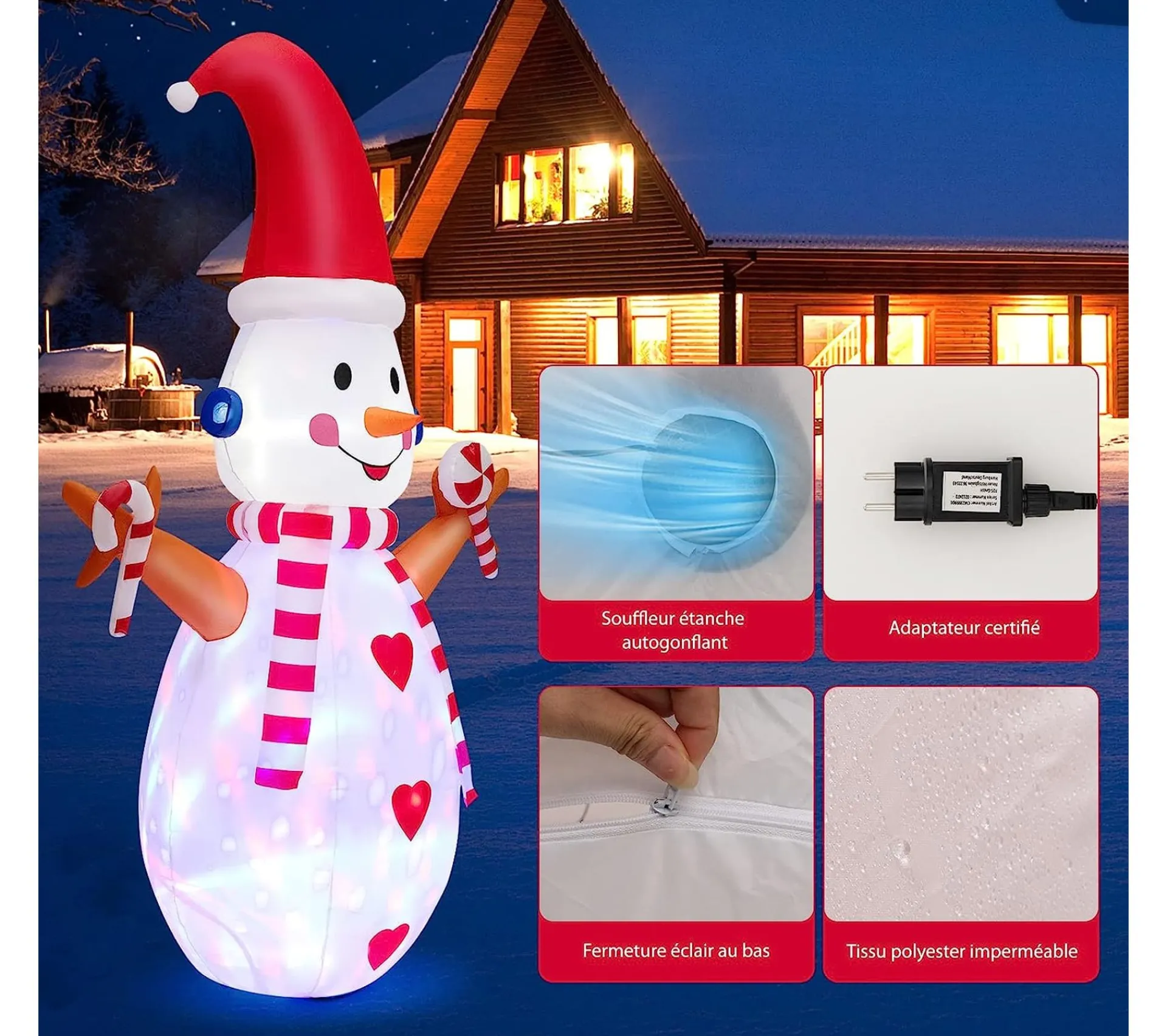 Online COSTWAY 240 Cm Bonhomme De Neige Gonflable Lumineux A Led Multicolores Rotatives Décoration Pour Noël