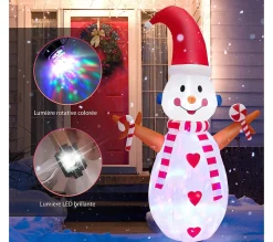 Online COSTWAY 240 Cm Bonhomme De Neige Gonflable Lumineux A Led Multicolores Rotatives Décoration Pour Noël