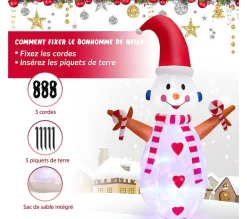 Online COSTWAY 240 Cm Bonhomme De Neige Gonflable Lumineux A Led Multicolores Rotatives Décoration Pour Noël