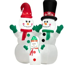 Store COSTWAY 175 Cm Bonhommes Neige Noël Gonflable, Décorations Gonflables De Noël Avec Lumieres Led