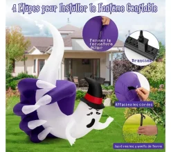 COSTWAY Anniversaire Et Autres Fêtes^ 180 Cm Décoration Gonflable D'Halloween, Fant Me Pince Par Main Fant Me, Avec Lumieres Led
