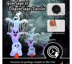 COSTWAY Anniversaire Et Autres Fêtes^ 310 Cm Fant Mes Gonflable Décoration Halloween Avec Gonfleur Tanche Et Lumieres Led 3 Couleurs