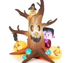 COSTWAY Anniversaire Et Autres Fêtes^ 1,8 M Décoration Gonflable D'Halloween, Arbre Mort Avec Citrouilles, Vampire, Hibou Et Champignons