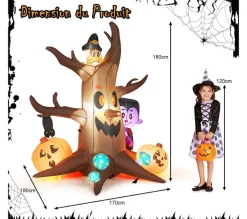 COSTWAY Anniversaire Et Autres Fêtes^ 1,8 M Décoration Gonflable D'Halloween, Arbre Mort Avec Citrouilles, Vampire, Hibou Et Champignons