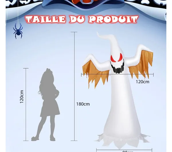 COSTWAY Anniversaire Et Autres Fêtes^ 1,8 M Fant Me Gonflable Décoration Halloween Avec Gonfleur Tanche/Sac De Sable Integre