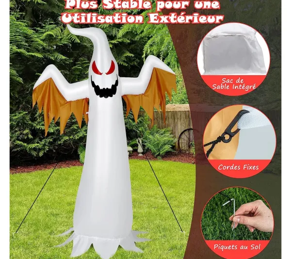COSTWAY Anniversaire Et Autres Fêtes^ 1,8 M Fant Me Gonflable Décoration Halloween Avec Gonfleur Tanche/Sac De Sable Integre