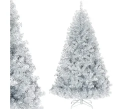 COSTWAY Sapin Et Accessoire^ Arbre De Noël Artificiel 180 Cm Avec 1036 Branches Sapin Argentee Artificile Support Metallique Pour