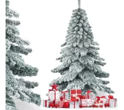 COSTWAY Sapin Et Accessoire^ Arbre De Noël Artificiel Flocons De Neige 180 Cm Avec Charnieres,Support Metallique Pliable Non Lu
