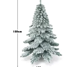 COSTWAY Sapin Et Accessoire^ Arbre De Noël Artificiel Flocons De Neige 180 Cm Avec Charnieres,Support Metallique Pliable Non Lu