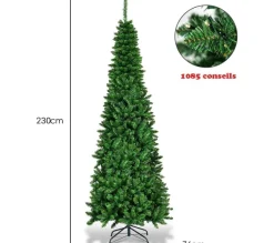COSTWAY Sapin Et Accessoire^ Arbre De Noël Artificiel 225 Cm Avec 350 Lumieres Led Aiguilles En Pvc 1085 Branches