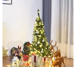 COSTWAY Sapin Et Accessoire^ Arbre De Noël Artificiel Led 200 Cm Avec 250 Lumieres Sapin Artificiel Avec 708 Branches