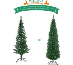 COSTWAY Sapin Et Accessoire^ Arbre De Noël Artificiel 180 Cm Sapin De Noël 400 Branches En Pvc