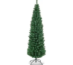 COSTWAY Sapin Et Accessoire^ Arbre De Noël Artificiel 150 Cm Sapin De Noël 220 Branches En Pvc Pour Décoration Avec Support