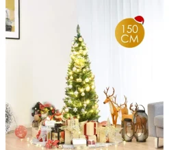 COSTWAY Sapin Et Accessoire^ Arbre De Noël Artificiel 150 Cm Sapin De Noël 220 Branches En Pvc Pour Décoration Avec Support