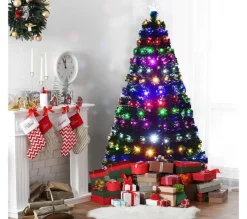 COSTWAY Sapin Et Accessoire^ Arbre De Noël Led 210 Cm Artificiel Sapin Clairage Multicolore