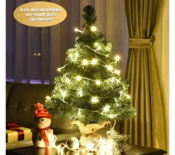 COSTWAY Sapin Et Accessoire^ Arbre De Noël Sapin De Noël Artificiel 60 Cm -67 Branches Avec Feuilles Pvc Support Metallique