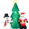New COSTWAY 185Cm Sapin De Noël Gonflable Avec Pere Noël Et Bonhomme De Neige, Décorations De Noël Avec Lumieres