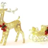 Discount COSTWAY Décoration De Noël Avec 100 Lumieres Blanches Chaudes, Renne Lumineux Avec Traineau, Décoration