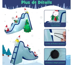 Hot COSTWAY Décoration De Toboggan Gonflable D'Ours Polaire De 200 Cm, Décoration De Noël Avec Lumieres Led