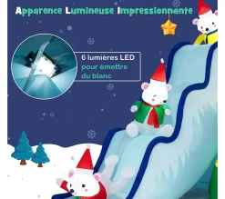 Hot COSTWAY Décoration De Toboggan Gonflable D'Ours Polaire De 200 Cm, Décoration De Noël Avec Lumieres Led