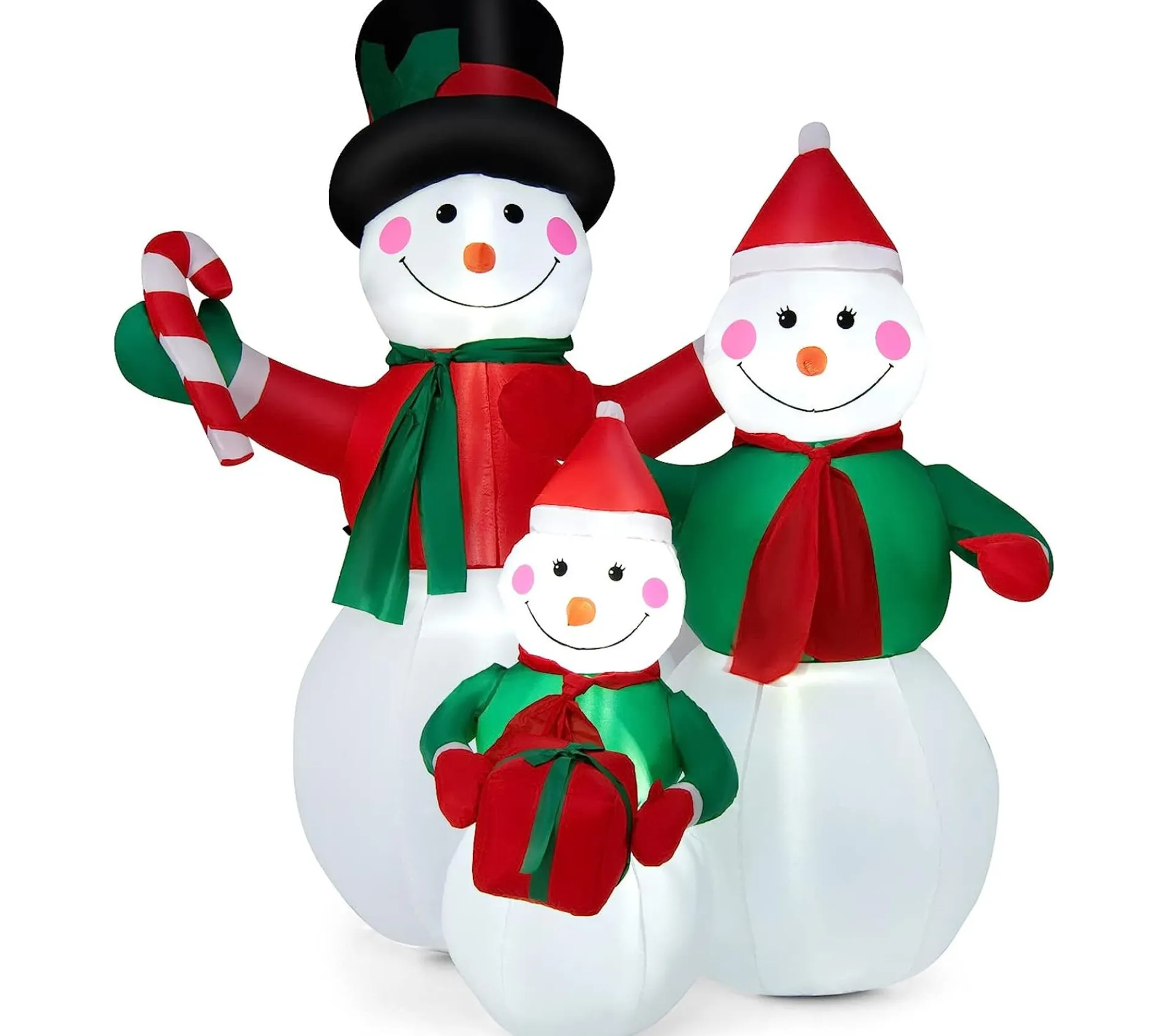 Online COSTWAY Famille De Bonhommes De Neige Gonflable De 190 Cm, Décoration De Noël Gonflable Avec Lumieres Led