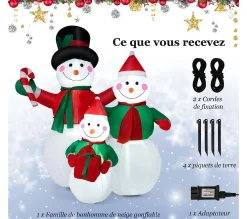 Online COSTWAY Famille De Bonhommes De Neige Gonflable De 190 Cm, Décoration De Noël Gonflable Avec Lumieres Led