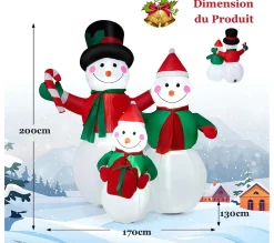 Online COSTWAY Famille De Bonhommes De Neige Gonflable De 190 Cm, Décoration De Noël Gonflable Avec Lumieres Led