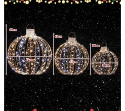 Online COSTWAY Lot De 3 Déco Boules Lumineuses Led De Noël Avec 180 Lumiere Chaude Et 180 Lumiere Blanche