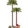 COSTWAY Sapin Et Accessoire^ Lot De 2 Palmier De Noël Artificiel De 107 Et 152 Cm Pre-Illumine Avec 100 Led Lumieres Blanch