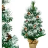 COSTWAY Sapin Et Accessoire^ Mini Arbre De Noël Artificiel De Table H60 Cm En Pvc Avec 34 Branches,Décore De Pommes De Pin Base