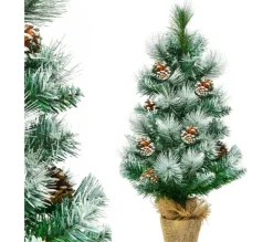 COSTWAY Sapin Et Accessoire^ Mini Arbre De Noël Artificiel De Table H60 Cm En Pvc Avec 34 Branches,Décore De Pommes De Pin Base