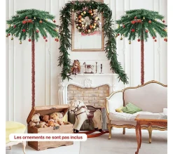 Cheap COSTWAY Palmier Artificiel De 183 Cm, 64 Branches En Pvc Et 210 Lumieres Led A 4 Couleurs