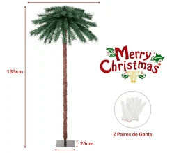 Cheap COSTWAY Palmier Artificiel De 183 Cm, 64 Branches En Pvc Et 210 Lumieres Led A 4 Couleurs
