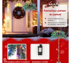 Cheap COSTWAY Palmier Artificiel De 183 Cm, 64 Branches En Pvc Et 210 Lumieres Led A 4 Couleurs
