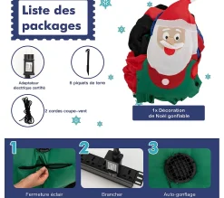 Sale COSTWAY Pere Noël Gonflable Décoratif 270 Cm De Long Avec Tracteur Et Cadeaux, Décoration De Noël