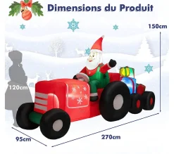 Sale COSTWAY Pere Noël Gonflable Décoratif 270 Cm De Long Avec Tracteur Et Cadeaux, Décoration De Noël