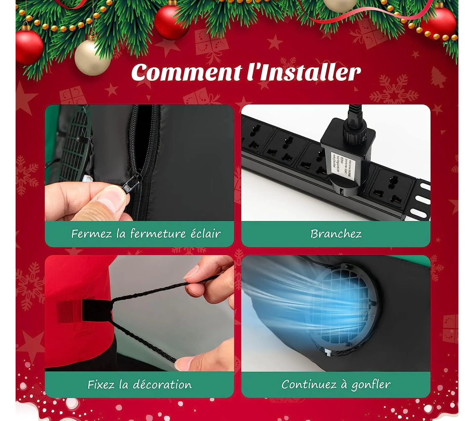 Outlet COSTWAY Pere Noël Gonflable Décoratif 190 Cm De Long Avec Helicoptere/Pingouin/Cadeau, Décoration De Noël
