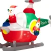 Sale COSTWAY Pere Noël Gonflable De 180 Cm De Long, Pilotant Un Helicoptere Avec Led Et Gonfleur